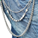Punk Waist Chain Belt Silver Trousers Chain for Men Jeans Belt Chain for Pants Cool Metal Rock Chain Hiphop Summer Jewelry Man