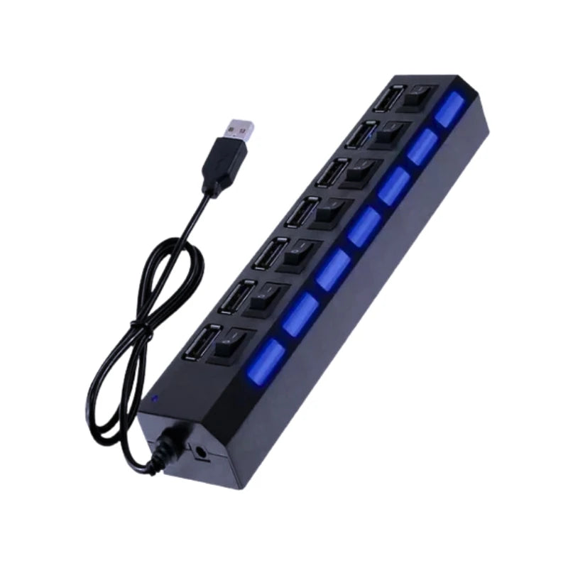 Hub De Usb 7 Portas 2.0 Extensor ultra rapido com Botão Liga/Desliga Converter Expansor Para Pc Computador Not