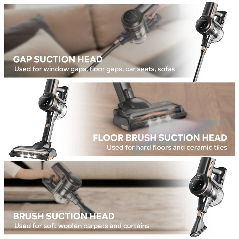 Inse S7P cordless vacuum cleaner 45KPa dust cup 1,3 L removable battery for animal hair Carpet hard floors