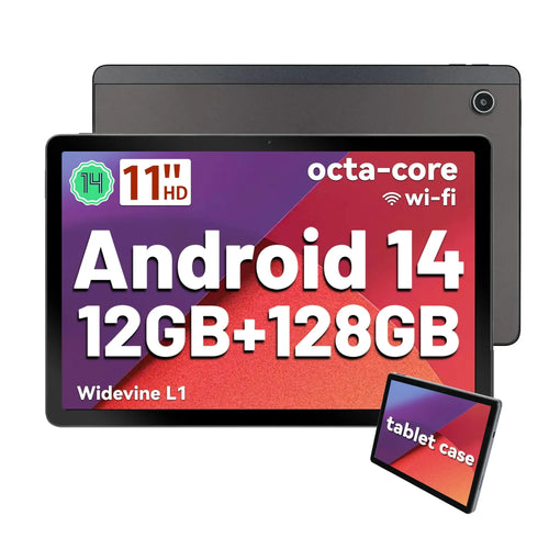11 Zoll Tablet Android 14 mit Octa-Core-Prozessor, 12 GB RAM+128 GB ROM(1TB TF), 5MP+13MP, Split-Screen 6800mAh, Tablet mit Hülle