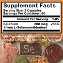 Selenium Capsules - Antioxidant Support, Boosts Immune System, Boosts Energy Levels Thyroid Support - 120 Capsules