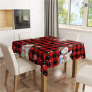 Merry Christmas Vector Knitted Reindeer Black Red Buffalo Check Linen Decorative Tablecloth Dustproof Table Cover Multiple Size