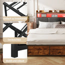 Comanlai Polsterbett, 180 x 200 cm, Eisenrahmen, Doppelbett mit LED-Beleuchtung und 4 Schubladen, gepolstertes Bett mit Lattenrost