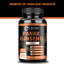 Panax Ginseng Capsules - Enhance Energy Endurance, Improve Memory and Concentration - 120 Capsules