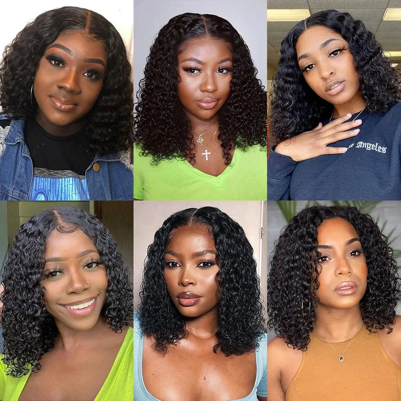 200 Density Curly Glueless Wigs Human Hair 13x6 HD Lace Frontal Wig Deep Wave Ready To Wear 6x6 Closure Wigs Pre Cut Preplucked