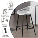 2X Barhocker aus Kunststoff, Thekenhocker mit hohler Rückenlehne, Fußstütze, hoher Küchenhocker für Esszimmer, Bar, Terrasse im Freien
