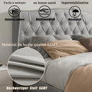 Upholstered storage bed 140x200cm, Double bed with slatted base, Headboard with decorative buttons and rivet, velvet fabric