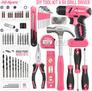 Hi-Spec Drill Set 58pc Pink Tool Set 8V USB Electric Drill Driver & Household Tool Kit.