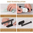 NEW-No Drilling Stainless Steel Bathroom Accessories Set Black Bathroom Self Adhesive Toilet Paper Holder Clothes Hook Towel Bar