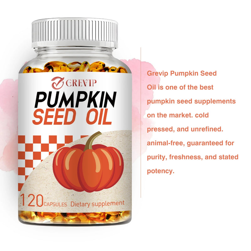 Pumpkin Seed Oil - Supports Men's Prostate Health, Promotes Hair Growth, Urinary Tract Support - 120 Capsules