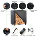 48" Large Metal Indoor Outdoor Fire Wood Log Rack With Cover, Waterproof Firewood Storage, Heavy Duty for Home and Outdoors