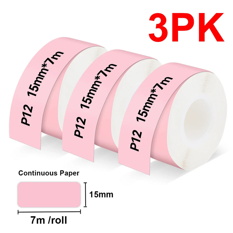 P12 Mini Portable Label Printer with Adhesive P12 Label Paper Sticker Similar as Marklife P12 P15 DELI Q2 Label Maker DIY Label