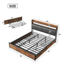 Comanlai Polsterbett, 180 x 200 cm, Eisenrahmen, Doppelbett mit LED-Beleuchtung und 4 Schubladen, gepolstertes Bett mit Lattenrost