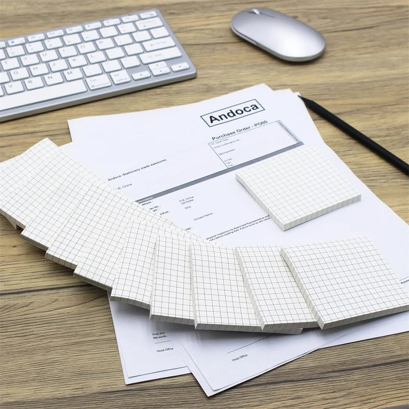 1PC Lined Grid Sticky Notes,3x3 Inch, Self-Stick Notes, Easy to Post for School, Office, Notebook, White Color Pads/Pack