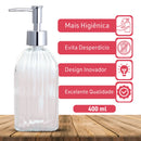Dispenser De Vidro 400ml Transparente Sabonete Líquido E Álcool Banheiro - Dolce Home