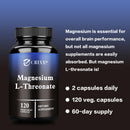 Magnesium L-Threonate Supplement - Promotes Brain Health, Memory, Concentration and Cognition - 120 Capsules