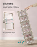SONGMICS Shoe Boxes, Pack of 18 Stackable Shoe Storage Organisers, Foldable and Versatile for Sneakers, Fit up to UK Size 11