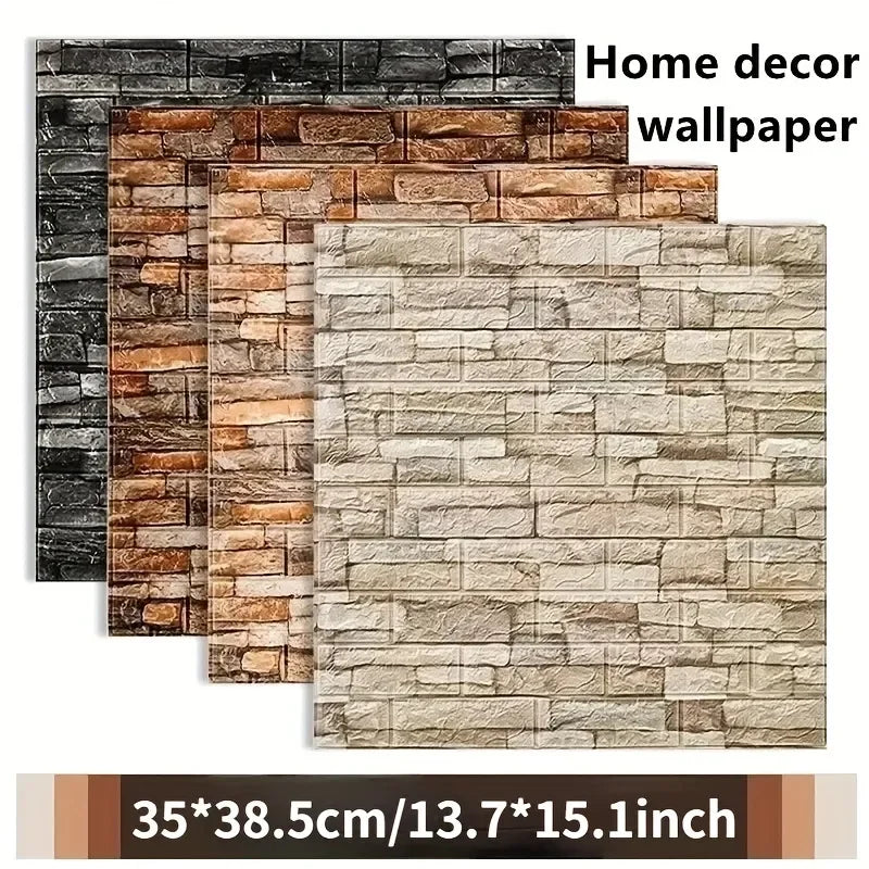 3D Waterproof Wall Stickers 38.5cm*35cm Self-adhesive Panels PVC Living Room Decoration Home Brick Pattern Foam Wallpaper