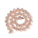 THE BLING KING 12mm Baguettecz Herz Halskette Voll Gepflastert Cubic Zirkonia Gliederkette Luxus Schmuck Verlobungsgeschenk Für Frauen