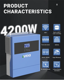 ANENJI 4kw Hybrid Solar Inverter Off Grid Tie Pure Sine Wave MPPT Inverter24V 220V 100A Solar Charger for Photovoltaic PV 500VDC