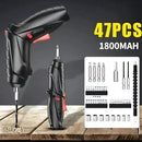 Kit Parafusadeira Mini Portatil Recarregável Usb e Maleta com 47 Chaves 360 Graus Bivolt Sem Fio