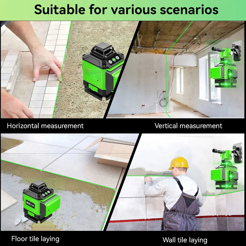 16/12 Lines 4D Laser Level green line SelfLeveling 360 Horizontal And Vertical Super Powerful Laser level green Beam laser level