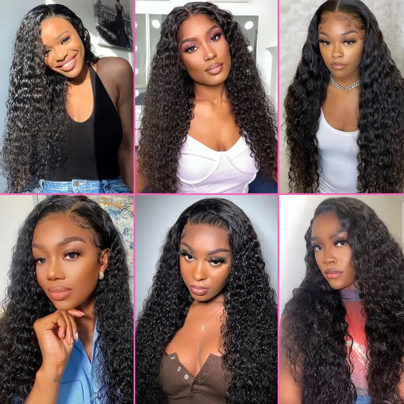 Deep Wave Human Hair Wigs Glueless Wig  Water Wave Wig Pre-Cut Lace 5x5Wear And Go Glueless Wigs Lace Front Human Hair Wig