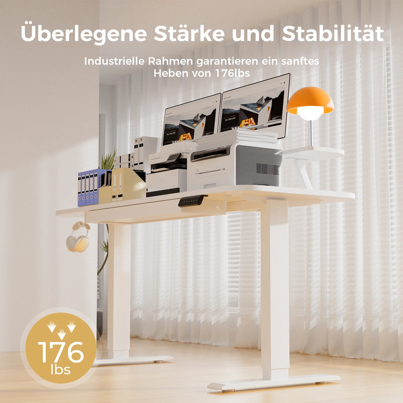 COMHOMA Height Adjustable desk Electric Drawer Monitor stand 3 Height Tablet stand White