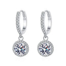 KNOBSPIN 1ct D Color Moissanite Loop Earring 925 Sterling Silver Plated 18k White Gold Pendant Earring for Women Fine Jewelry