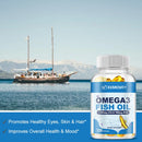 Omega 3 Fish Oil Capsules - Rich in DHA/EPA - Promotes Joint, Eye, Skin Health, Immune Support - 120 Capsules