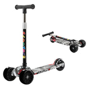 Foldable Children Scooter 3 Wheel Scooter With Graffiti Flash Wheels Kick Scooter For 2-6 Year Kids Adjustable Height 50kg