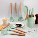 12 Piece Set Kitchen Accessories Cooking Tools Silicone Cooking Utensils Kitchen Utensil Set with Wooden Handle