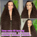 Curly wigs Transparent Lace Front Wig Chocolate Brown 13x4 Lace Frontal Human Hair Wig Brazilian Deep Wave For Women Pre Plucked