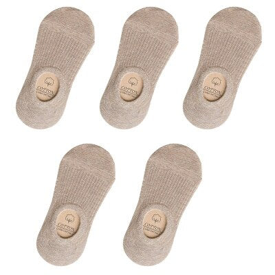 5 Pairs Women Cotton Invisible No show Socks Non-slip Summer Candy Solid Low cut Sock Slipper Fashion Thin Ankle Boat Socks