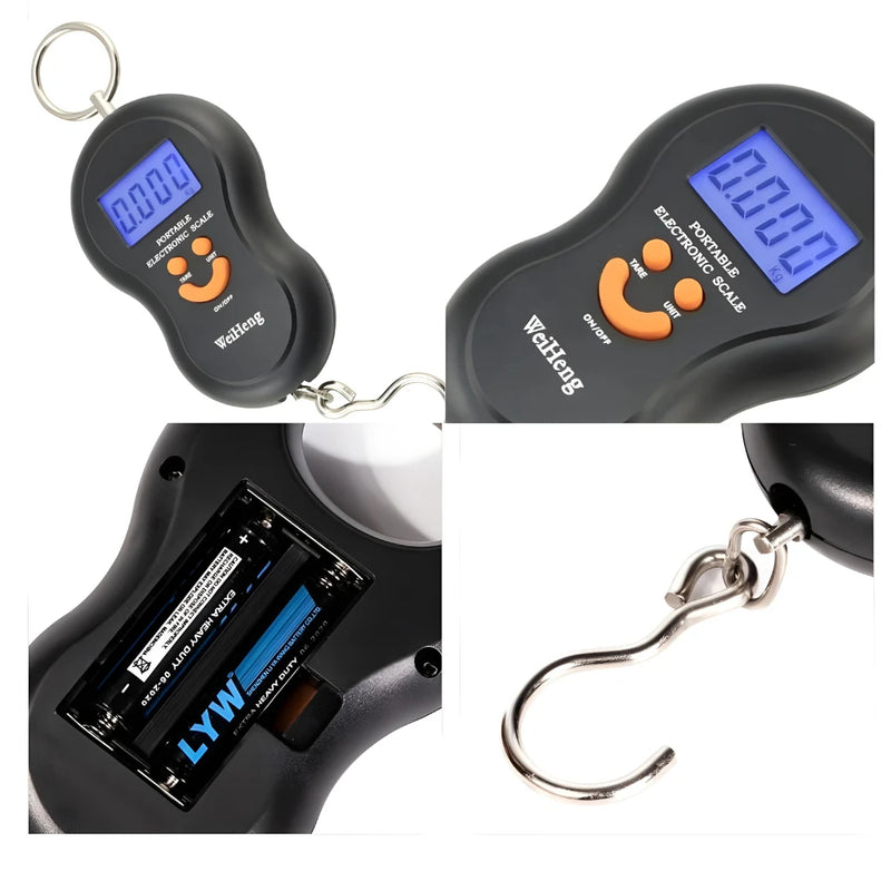 Balanças Portátil Digital Mão Bolsa Mala Sacolas Peixe Até 50kg