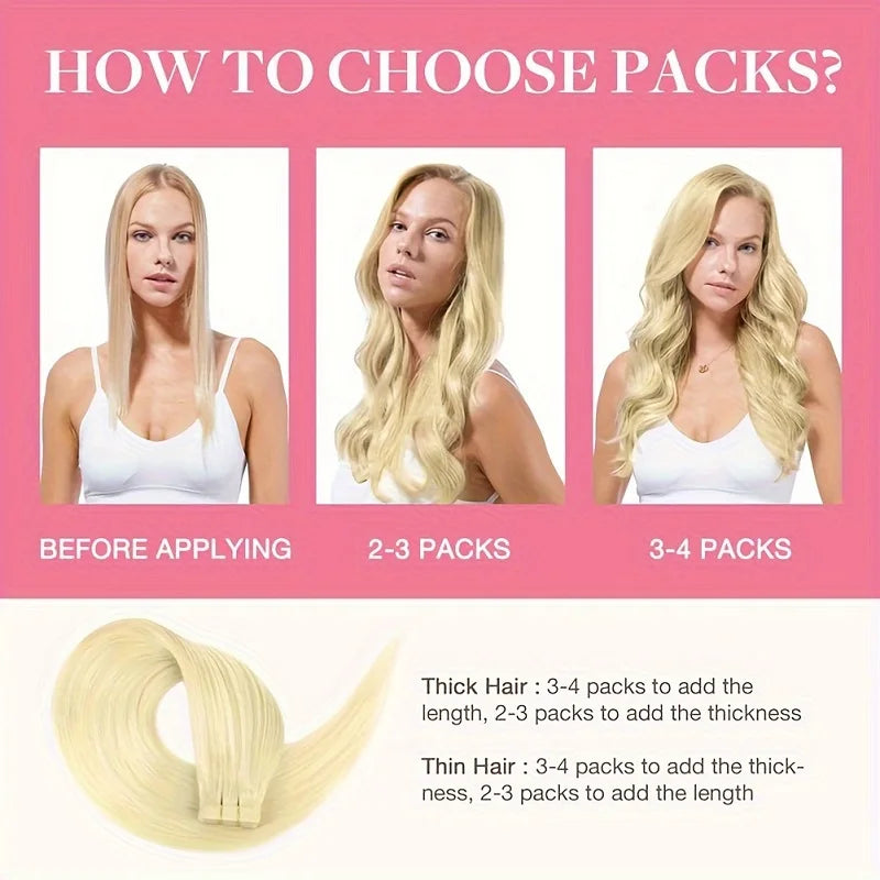 Tape in Hair Extensions Human Hair Bleach Blonde 18Inch Human Hair Extensions Tape in Blonde Tape in Hair Extensions Human Hair