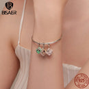 BISAER 925 Sterling Silver Openable Heart Charms Key Box Circle Cage Pendant Zircon Beads Fit Bracelet&Necklace DIY Fine Jewelry