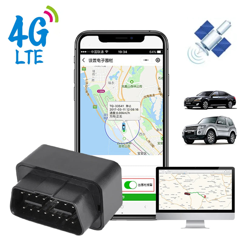 2G 4G Mini OBD GPS Tracker 12V-24V Car Anti-Theft Alarm Tracking Device SMS Call Geofence Locator Free APP for iOS Andriod
