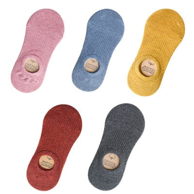 5 Pairs Women Cotton Invisible No show Socks Non-slip Summer Candy Solid Low cut Sock Slipper Fashion Thin Ankle Boat Socks