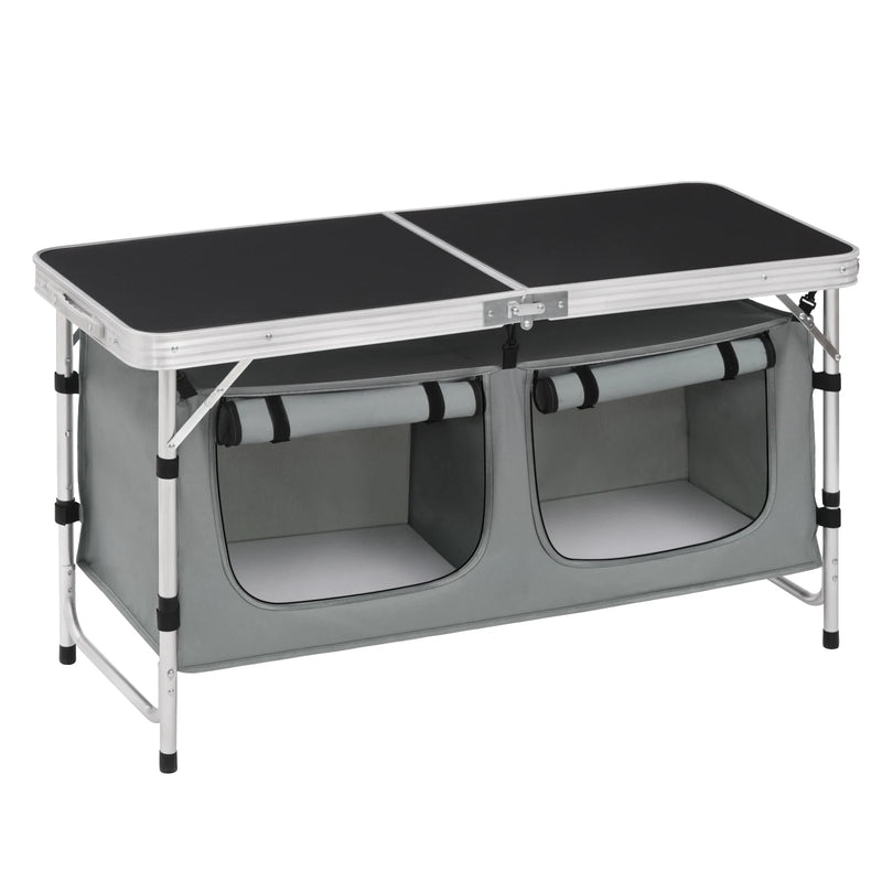 WOLTU Folding Picnic Table Aluminum Suitcase Table with Storage Bag Cupboards Height-Adjustable Camping Table for Garden BBQ