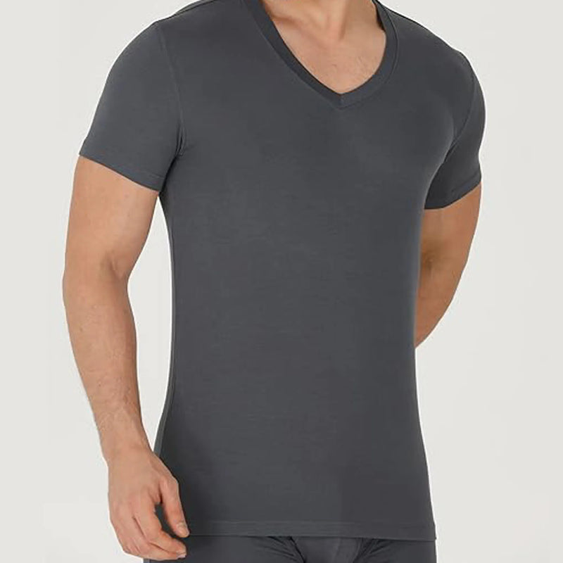V Neck T Shirts for Men Rayon Made from Bamboo Tees Moisture Wicking Undershirts 1 Pack
