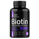 Biotin Collagen Capsules - Helps Enhance Healthy Hair, Skin, Nails, Antioxidant - 120 Capsules