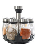 Spice Rack 6 Glass Jars Rotating Condiment Organizer