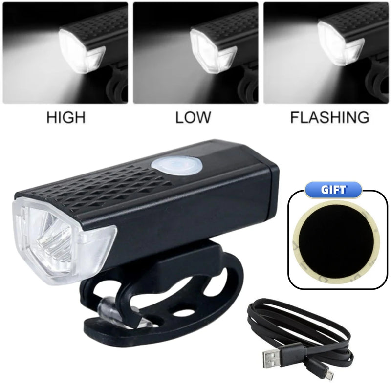 1Pcs Bicycle Light USB LED Rechargeable Set MTB Road Bike Front Back Headlight Lamp Flashlight Cycling Light Cycling Accessories