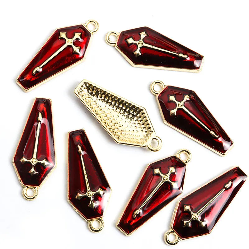 Enamel Halloween Charms Vampire Cross Coffin Pendants DIY Handmade Accessories Making Earrings Necklace Bracelet Finding Jewelry