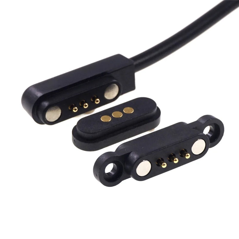 1 Pair Magnetic Spring Pogo Pin Connector 3 Pole Pitch 2.3 MM Through Holes PCB Mount Male Female Probe Power Charge