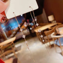 New 2023 Korean Long Red Zircon Ear Line Hang Crystal Dangle Earrings For Women Fashion Party Jewelry Christmas Gift For Girls