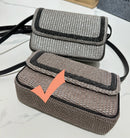 Spring summer casual natural straw leather shoulder strap bag