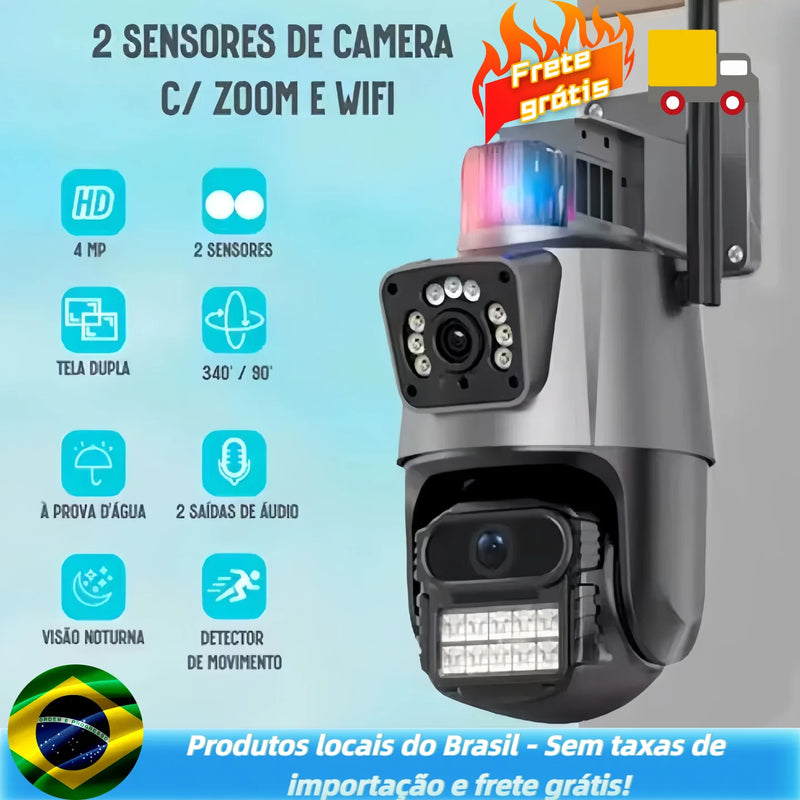 6MP 4K Dual P11 Camera-360 ° + Night Vision, LED Alarm, Waterproof, 2-Way Audio