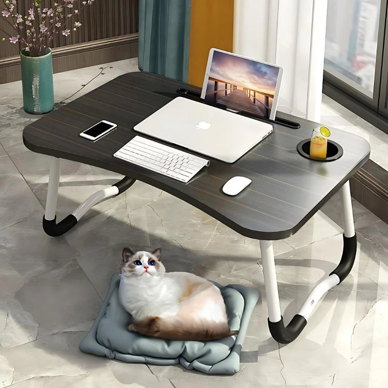 Mesa Dobrável De Madeira Portátil Para Cama Estudo Notebook Lanches Multifunções
